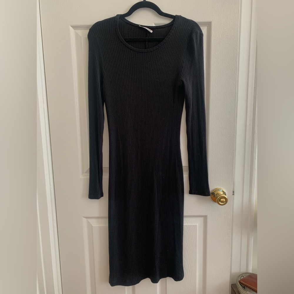 Reformation long sleeve black knit dress